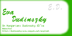 eva dudinszky business card